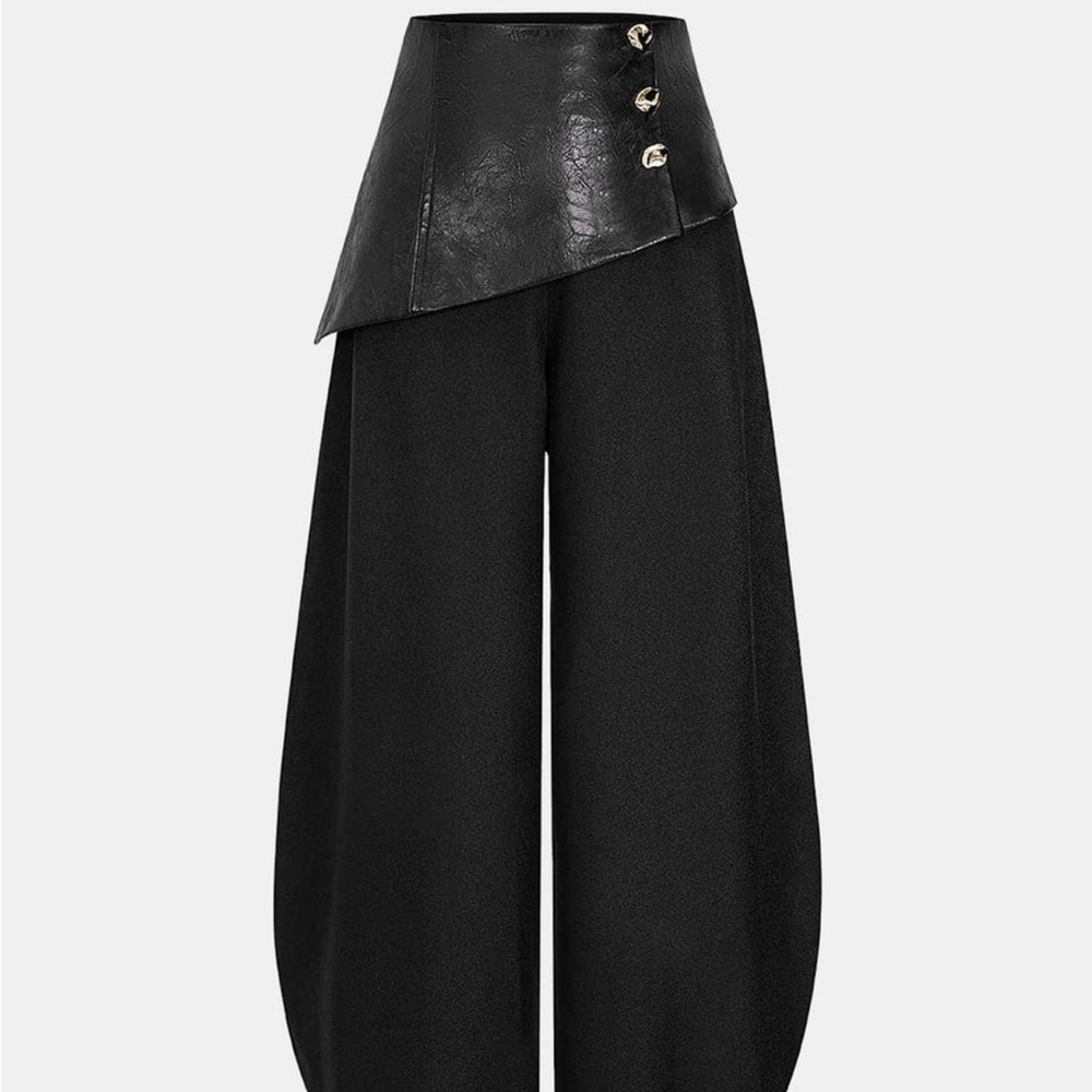 NWT Faux Leather Panel Lantern Pants